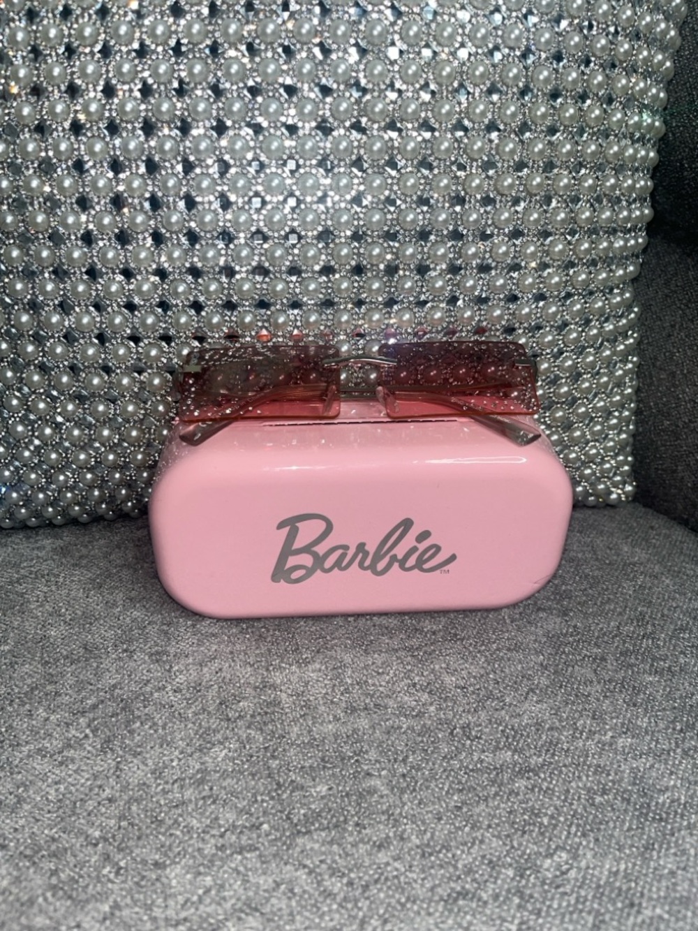 Limited edition Barbie Pink Sunglasses Case with Attached Tinted Shades